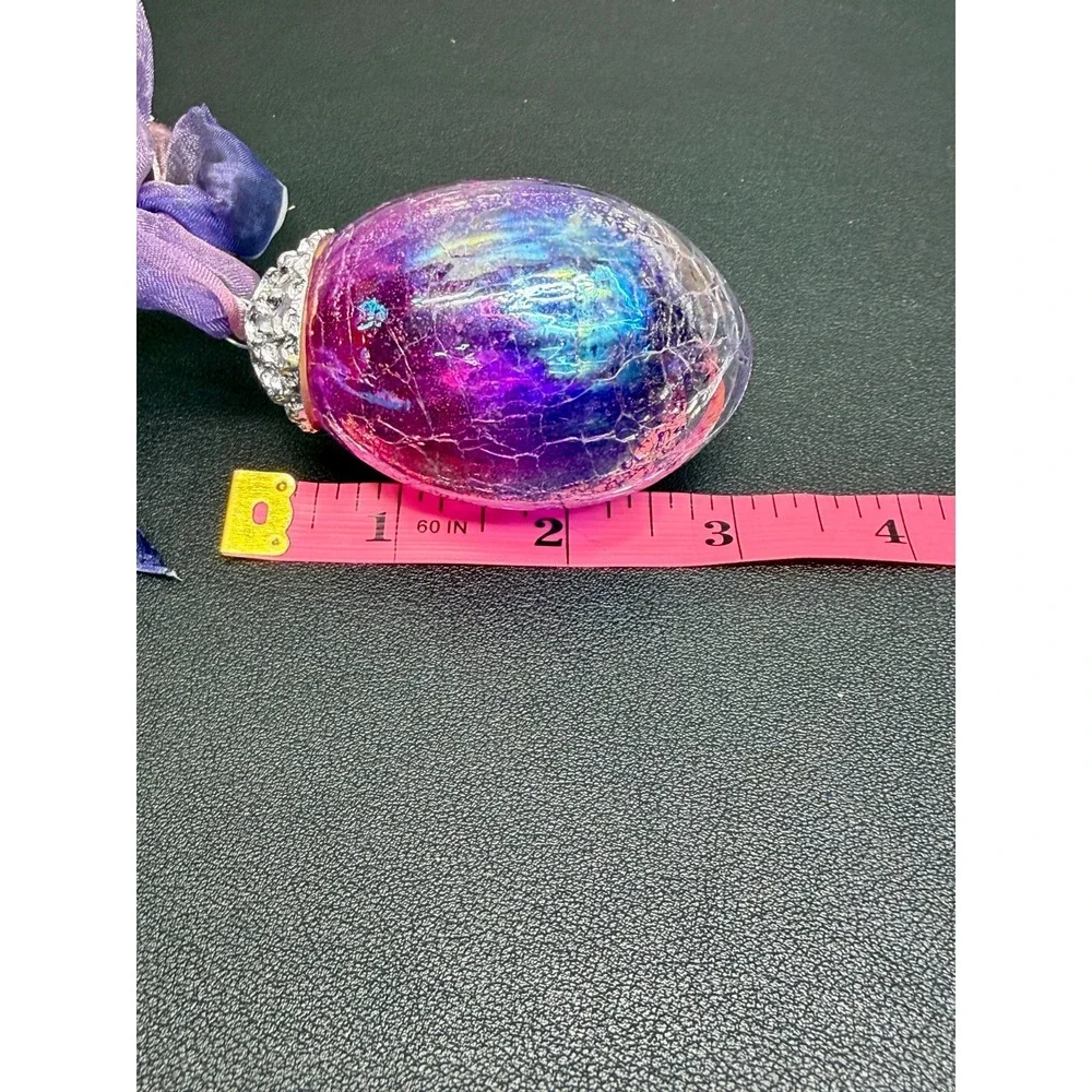 Vintage Spring Easter Crackle Glass Heavy‎ Ornaments- Set of 6 Kugel Style Eggs